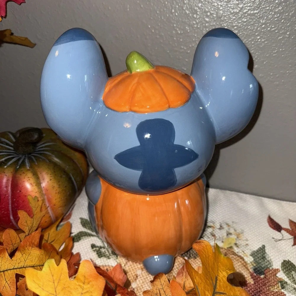Stitch Halloween Cookie Jar Canister Pumpkin Small Candy Disney Lilo & Stitch